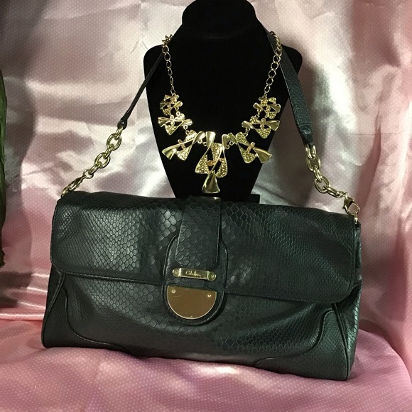 Cole Haan Handbags - 💕Cole Haan Python-embossed black leather handbag